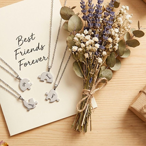 Collana Personalizzata con Ciondolo a Cuore Puzzle in Lega di Rame, Stile Minimalista OL, Placcata in Oro Rosa, Fai-da-Te - Product Image 2
