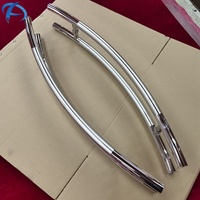 Poignée de porte en acier inoxydable satiné en forme de C, longue et courbée, pour entrée, modèle Austin, tube incurvé, barre ronde, pour porte en verre, vente en gros