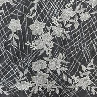 Tissu en dentelle de tulle à sequins géométriques floraux blancs GCW-AU120855 pour boutique de robes de mariée