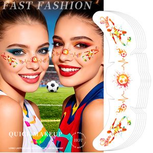 Autocollant de tatouage temporaire pour le visage, imperméable, dessin animé mignon, impression numérique, fête, taille unique, film PET, tenue 1 à 3 semaines - Product Image 3