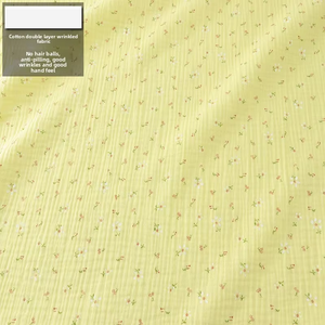 Pyjama pour enfants en tissu crêpe <span class=keywords><strong>de</strong></span> <span class=keywords><strong>gaze</strong></span> bulle 100% <span class=keywords><strong>coton</strong></span> double épaisseur, anti-boulochage, motif floral, texture froissée, idéal post-partum - Product Image 4