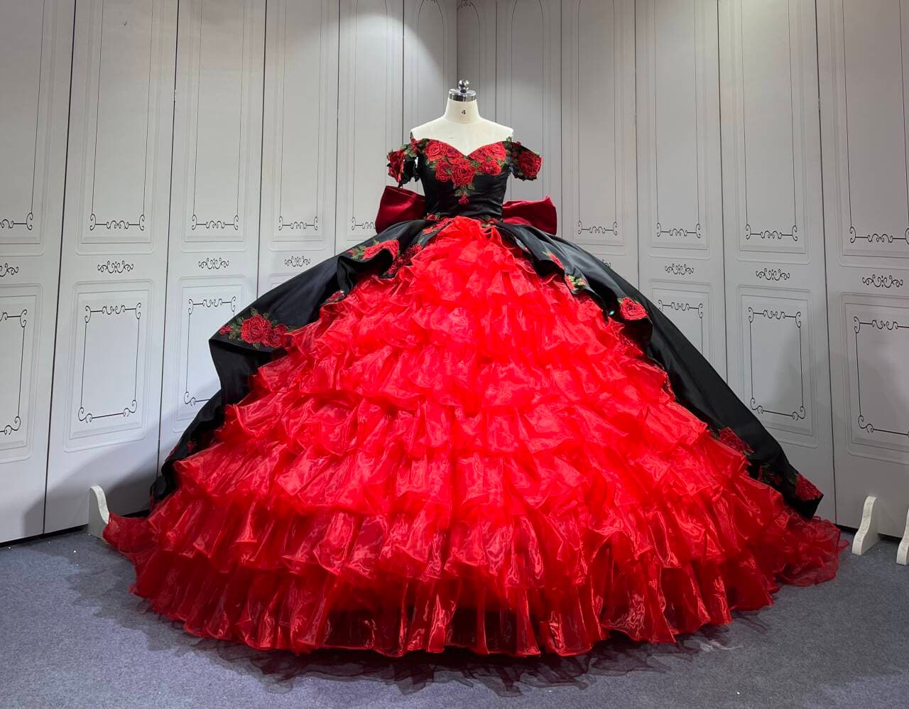 open lace back dress Off Shoulder Quinceanera Dress by Ragazza EV10-610 5 / Nude/Black/Red