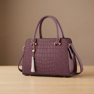 BS INTERNATIONAL Bolso de Mano de Cuero Genuino para Mujer, de Alta Calidad, Elegante, con Dos Asas, Cierre de Cremallera, Impermeable - Product Image 3