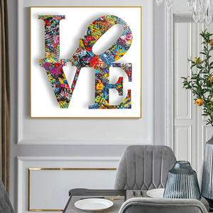 Tableaux sur toile modernes style nordique Graffiti Art LOVE HOPE, affiches et impressions murales pour salon et décoration intérieure - Product Image 1