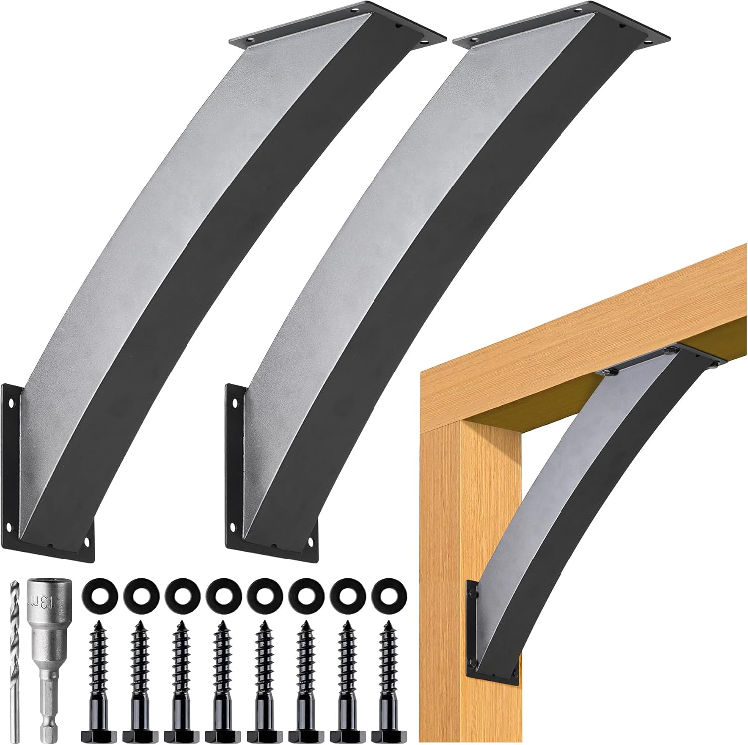 thumbnail interactive-video image 1 of 8-Pack Pergola Brackets 45-Degree - Heavy Duty Steel For 2x4 Lumber With Drainage Holes 1 of 6