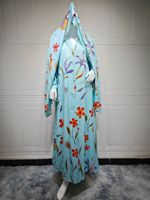 Ensemble Abaya ouverte à imprimé floral tendance avec foulard, nouvelle collection de robes élégantes islamiques du Moyen-Orient de Dubaï pour femmes 2026