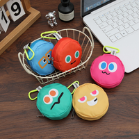 2026 Mini Porte-monnaie Rond pour Écouteurs, Sacs à Clés, Portefeuilles Mignons Couleur Bonbon à Motif Dessin Animé, Mini Sacs de Rangement pour Écouteurs et Rouge à Lèvres avec Pendentif