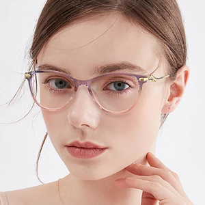 Gafas graduadas para mujer Monturas ópticas y lentes <span class=keywords><strong>Filtro</strong></span> de <span class=keywords><strong>luz</strong></span> <span class=keywords><strong>azul</strong></span> Bisagra de resorte Marrón TR90 Cateye Metal Gold Crystal 2025 - Product Image 1