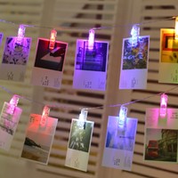 Guirlande lumineuse à 20 LED alimentée par batterie, décoration pour la maison, la chambre à coucher, la fête de noël intérieure, pour suspendre des photos
