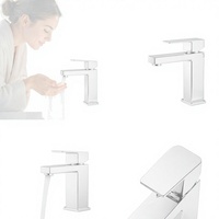 Robinet de lavabo monotrou à montage sur plancher, finition chromée, en alliage de zinc, avec cartouche céramique, pour salle de bain