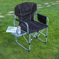 Chaise pliante d'extérieur en acier haute teneur en carbone à haute résistance avec petite table pour la pêche, tabouret de directeur multifonctionnel de loisirs