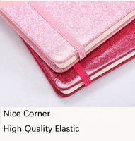Cahiers A5 à paillettes créatives couverture rigide en cuir PU avec paillettes reliure spirale et bande élastique pour notes manuscrites