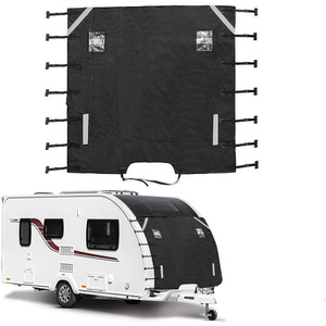 Rv Trailer <b>Windshield</b> <b>Cover</b> 220X175Cm Waterproof Black Front Caravan Sunshade Protection <b>Cover</b> - Product Image 1