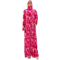 Modèle Tendance Robe Longue Musulmane pour Femme Africaine de Dakar, Abaya à Capuche Imprimée Tie-Dye Thioup, Tenue de Prière Caftan Hijab Style Dubaï et Arabie Saoudite
