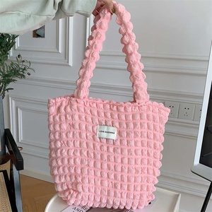 กระเป๋าถือโครเชต์ลายลิ้นจี่สีลาเวนเดอร์ หูหิ้วสองข้าง เปิดด้านบน สไตล์ลำลอง กระเป๋าสะพายไหล่ผู้หญิง ใช้ได้ทุกวัน สำหรับช้อปปิ้ง - Product Image 4