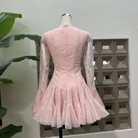 Vestido Mini de Manga Larga Abullonada con Encaje en la Cintura, Estilo Francés Sexy para Mujer, Nuevo Modelo de Verano 2026