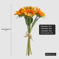 Bunga Matahari Artificial PU Real Touch Grosir Pabrik, Buket Bunga Matahari Kuning untuk Dekorasi Rumah dan Centerpiece