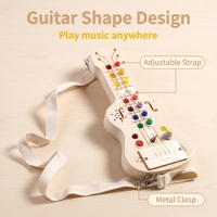 Guitare en bois multifonctionnelle pour enfants, jouet éducatif Montessori, planche musicale avec boutons interactifs, apprentissage précoce, sensoriel