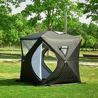 Tente de sauna mobile carrée portable personnalisée pour l'extérieur, idéale pour la randonnée hivernale, le camping, la pêche sur glace, avec chauffage isolé, une chambre