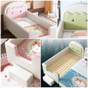 Cama de bebé tapizada individual con barrera de seguridad para niñas de <span class=keywords><strong>2</strong></span> años sobre la cama de bebé en la habitación de bebé - Product Image 2