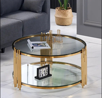 Table basse indienne pliante en verre courbé, échantillon gratuit, cristal rotatif, dauphins, or et rouge, ensembles bon marché