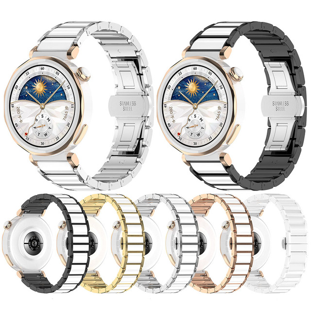 Breathable 18mm Quick Release Ceramic Strap Luxury Smartwatch Band Compatible with for Huawei Watch GT5 Pro 5 41 Smart Band