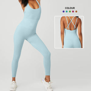 OEM nouvelle combinaison une pièce solide combinaison de sport personnalisée avec <span class=keywords><strong>ceinture</strong></span> croisée top ventes vêtements de fitness et de gym pour femmes vêtements de sport pour le yoga - Product Image 1