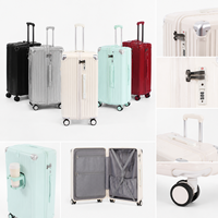 Maleta Rígida Multicolor de ABS+PC con Portavasos de Tela, Gancho Frontal, Candado TSA, Ruedas Giratorias, OEM, ODM, Logotipo Personalizado, Venta al Por Mayor