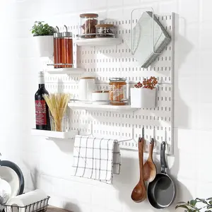 厨房储物架金属钉板展示储物架分类悬挂挂钉板墙壁收纳器
