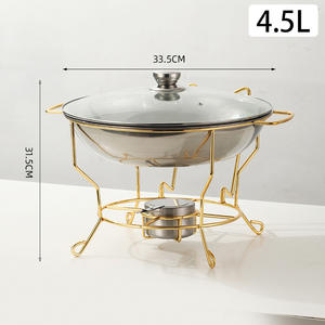 סט כלי הגשה לחימום מזון מנירוסטה בצבע זהב עגול עם מכסים, מגשי הגשה לאירועים וקייטרינג - Product Image 5