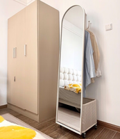Miroir complet crème Wind Miroir d'habillage rotatif Miroir de sol une pièce pour cintre suspendu
