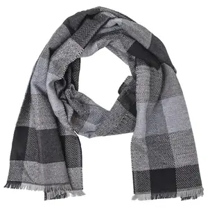 カスタマイズされたメンズ冬の暖かいスカーフの幾何学模様ニットウールスカーフ
