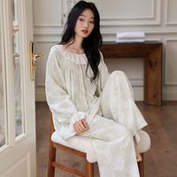 Pyjamas en coton nuage de haute qualité pour femmes de grande taille joli motif floral imprimé chemises de nuit printemps et automne vêtements de nuit