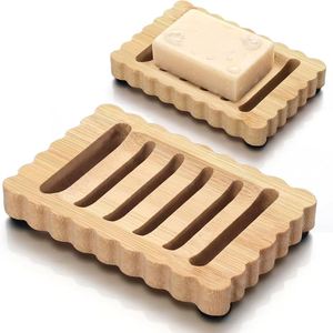 Wooden <b>Soap</b> <b>Dish</b> Rectangular <b>Bamboo</b> <b>Soap</b> Tray With Drainage Bathroom Countertop <b>Soap</b> Holder - Product Image 1