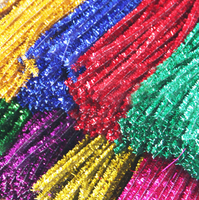 Vente en gros de tiges en chenille pailletées 6mm 30cm, bâtonnets décoratifs colorés et duveteux pour loisirs créatifs, fleurs et décorations de Noël