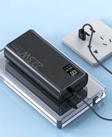 Batterie externe portable personnalisée 5V3A OEM ODM en gros, charge rapide 10000mAh/20000mAh/30000mAh PD100W avec écran LED