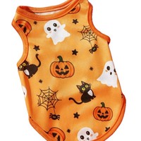 Gilet pour chien personnalisé POD Halloween, imprimé citrouille et fantôme, vêtements respirants pour animaux de compagnie, T-shirt pour chien, Ropa Para Perros, vêtements pour chiots, tenue de fête