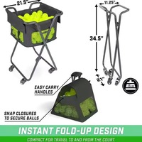 Carrito Plegable Portátil de Acero para Pelotas de Tenis y Pickleball, con Logotipo Personalizado, Venta al Por Mayor para Minoristas y Marcas Deportivas