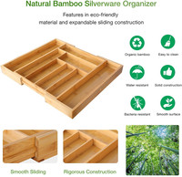 Organisateur de couverts extensible de Chine accessoires de cuisine porte-ustensiles diviseurs de tiroirs en bambou réglables plateau à couverts