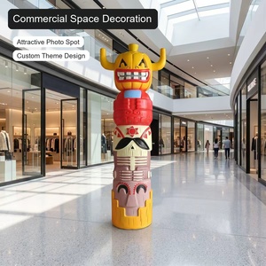 Grande sculpture de totem en résine de fibre de verre, modèle d'<span class=keywords><strong>art</strong></span> <span class=keywords><strong>tribal</strong></span> pour parc à thème, centre commercial, décoration extérieure - Product Image 4