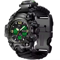 Jam Tangan Taktis Survival Analog Digital Multifungsi dengan Layar Ganda, Logo Dapat Disesuaikan, Laris Manis