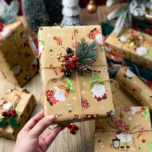 Kraft Gnome Santa Claus Design <b>Wrapping</b> <b>Paper</b> 17 In X 32.8 Ft Christmas Gift Wrap Mini Roll - Product Image 6