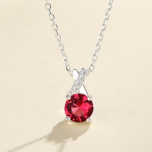 <span class=keywords><strong>Vin</strong></span> rouge diamant personnalisable à la mode fabriqué 925 colliers en argent Sterling pendentifs pour femmes - Product Image 5