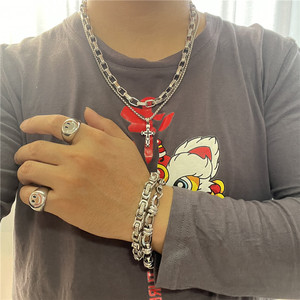 Men's Stainless Steel <b>Cross</b> Pendant Necklace Geometric Design Punk Retro Style 120206 - Product Image 4