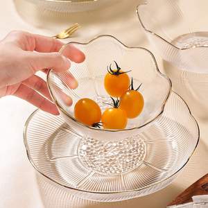 Plaque en verre transparent de haute qualité de style rétro à usage domestique Dessert pour le petit déjeuner Salade de fruits Dîner Gâteau Plats de service de l'usine chinoise - Product Image 3