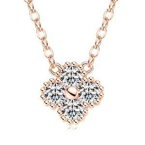 <span class=keywords><strong>Collana</strong></span> <span class=keywords><strong>Quadrifoglio</strong></span> in <span class=keywords><strong>Argento</strong></span> Sterling 925 Placcato Oro Rosa 18K con Moissanite Diamante 0.1CT Colore D per Donna Gioielli Raffinati - Product Image 3