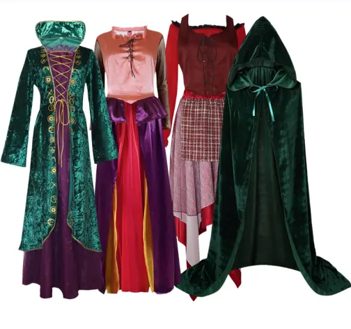 Film Hocus Pocus Winifred Cosplay Kostüm Hexe Mittelalter liche Retro Kleid Uniform Halloween Party Cosplay Karneval Outfits