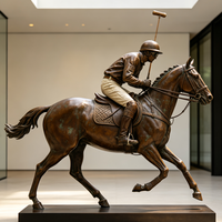 Statue de cheval polo en bronze, art personnalisé pour la maison et le jardin, statue grandeur nature en métal, grand modèle en cuivre et laiton