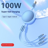 Câble de charge rapide rétractable 3-en-1 en aluminium 100W avec option de logo personnalisé pour Android Type-C