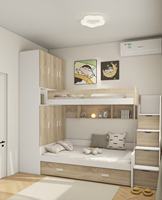 Lit superposé en bois massif multicouche personnalisé, écologique, pour enfants, avec design haut-bas à niveaux séparés, pour chambre et appartement